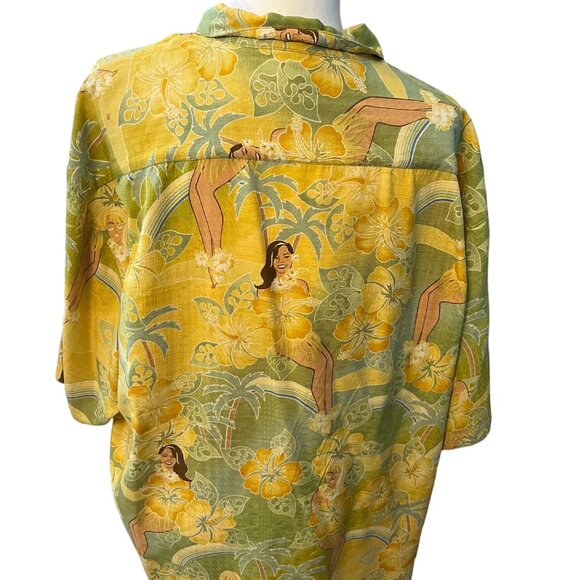 Tommy Bahama Silk Hula Girl Hawaiian Print Shirt Size XL - Picture 2 of 3